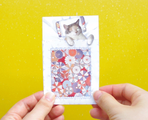 和布団でスヤァと眠るメッセージメモが完成 フェリシモ猫部 和布団でスヤァと眠るメッセージメモが完成 フェリシモ猫部